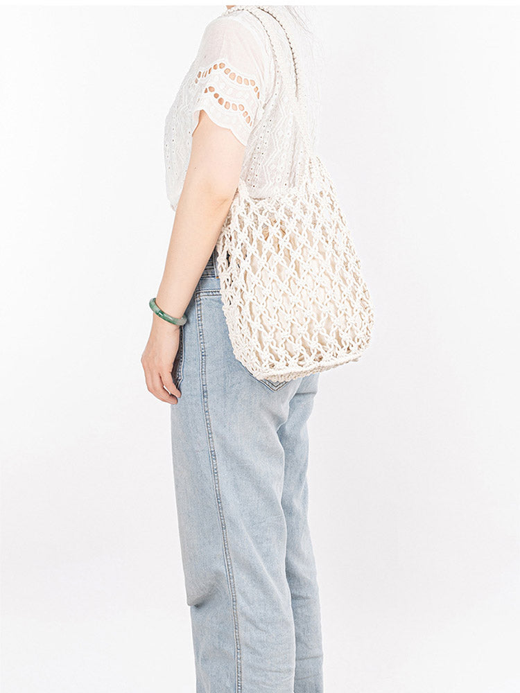 Cotton Thread Woven Fishnet Bag