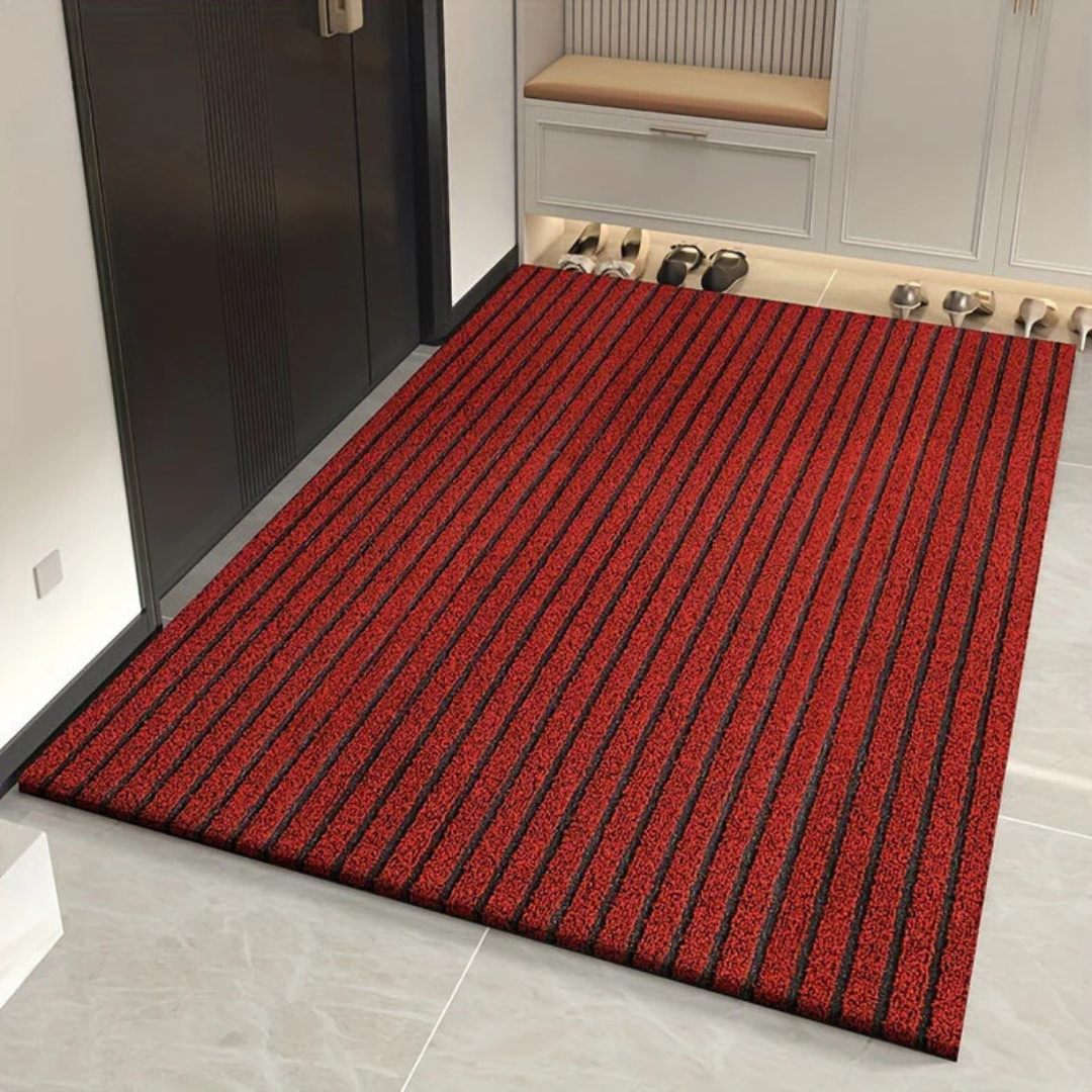 Outdoor mat – Weather-resistant PVC – Gray/red design – Ideal for entryways and outdoor use