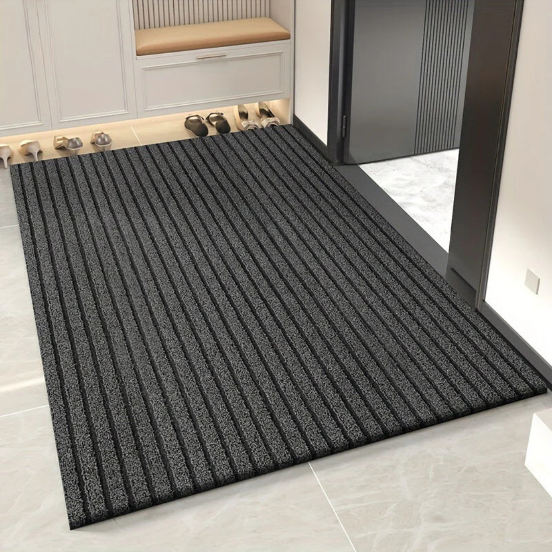 Outdoor mat – Weather-resistant PVC – Gray/red design – Ideal for entryways and outdoor use