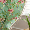 Pastoral Green Rose Tassel Curtain