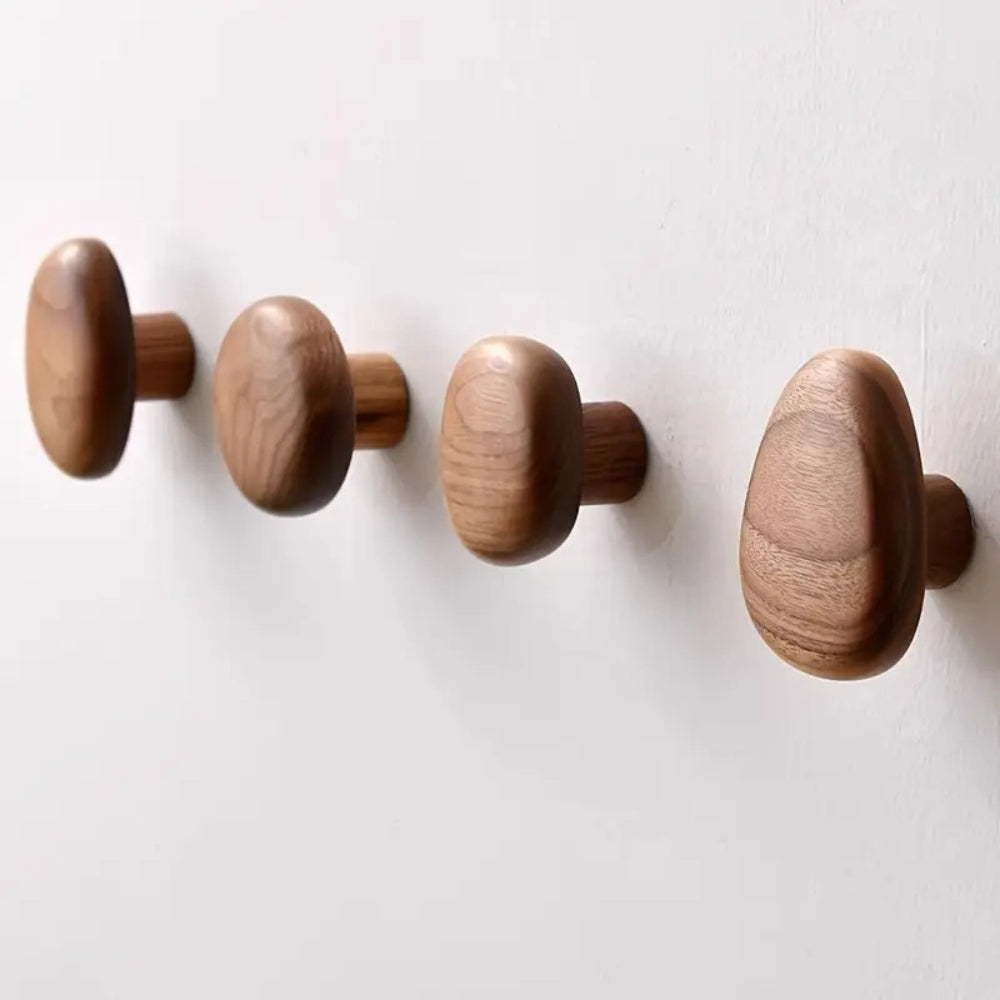 Pebble Shape Wood Clothes Hook
