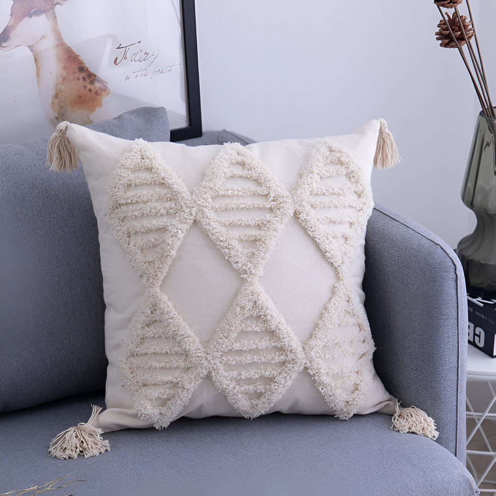 Pillow cover – 100% cotton – Boho chic design – Ibiza-inspired decor – 18 x 18 in, 12 x 20 in