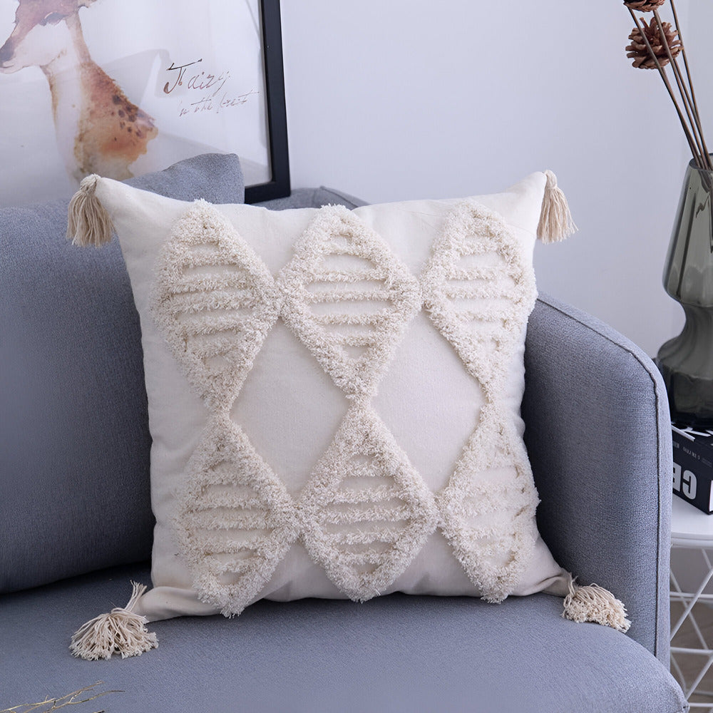 Pillow cover – 100% cotton – Boho chic design – Ibiza-inspired decor – 18 x 18 in, 12 x 20 in