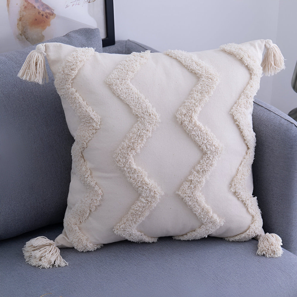 Pillow cover – 100% cotton – Boho chic design – Ibiza-inspired decor – 18 x 18 in, 12 x 20 in