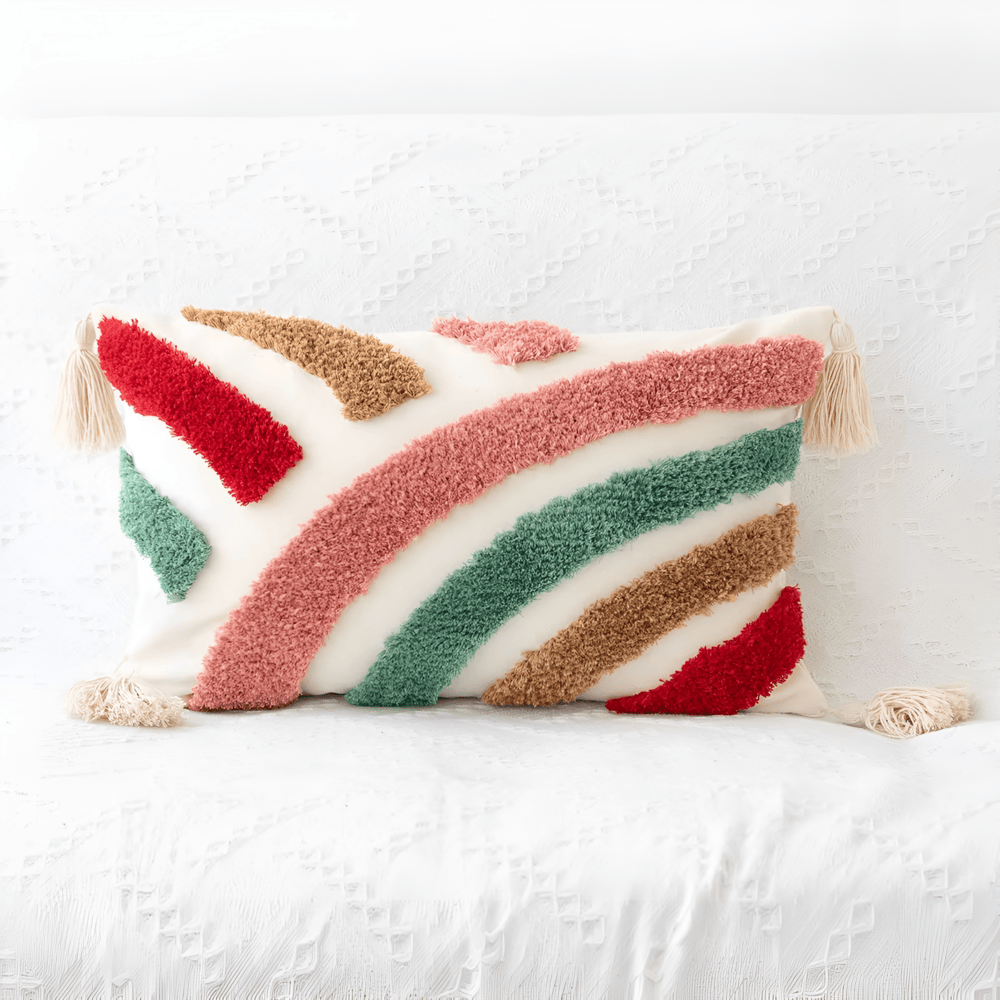 Pillow cover – Cotton blend – Trendy checkered wave design – Bohemian home accessory – 17.7 x 17.7 in