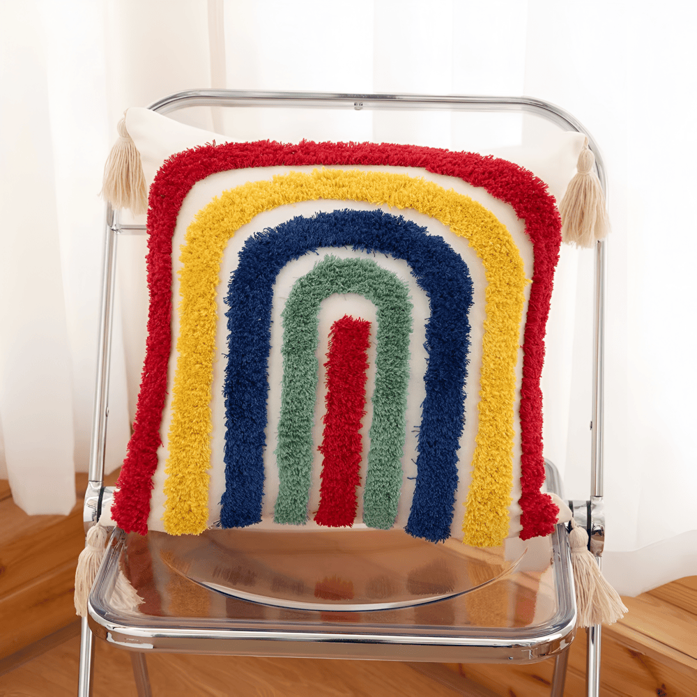 Pillow cover – Cotton blend – Trendy checkered wave design – Bohemian home accessory – 17.7 x 17.7 in