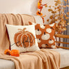 Pillow cover – Linen fabric – Hello Pumpkin design – Cozy autumn decor – 17.7 x 17.7 in