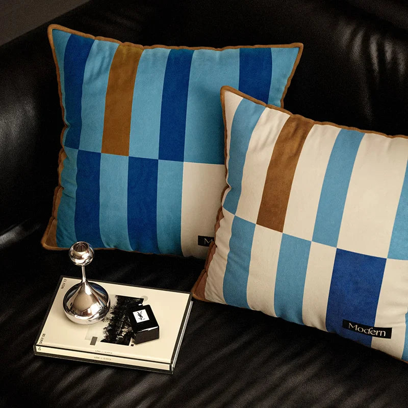 Pillow cover – Luxurious velvet – Multicolor striped design – 18 x 18 inches – Stylish home accent