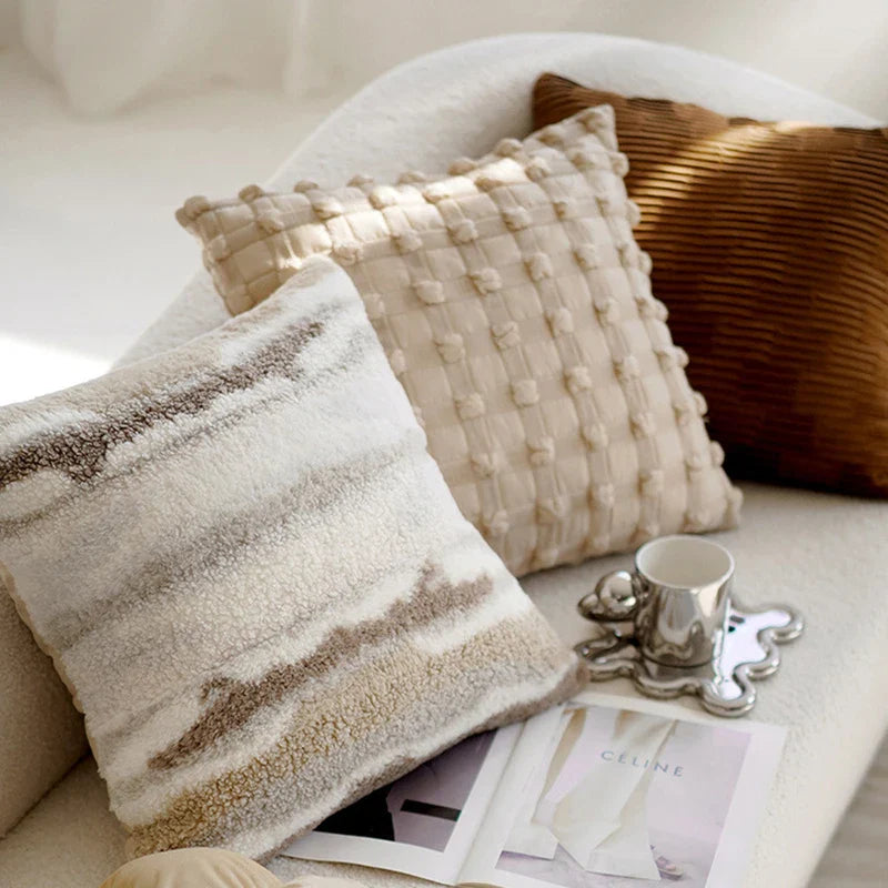 Pillow cover – Polyester blend – Italian brown coffee design – Modern geometric pattern