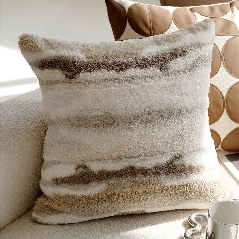 Pillow cover – Polyester blend – Italian brown coffee design – Modern geometric pattern