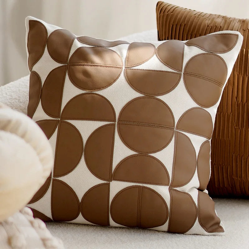 Pillow cover – Polyester blend – Italian brown coffee design – Modern geometric pattern