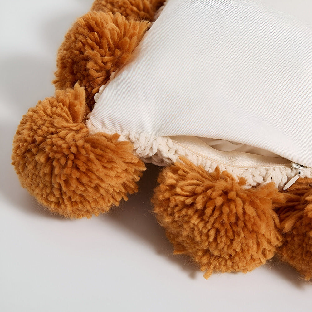Pillow cover – Soft cotton – Trendy pompom knit design – Cozy home accent – 17.7 x 17.7 in