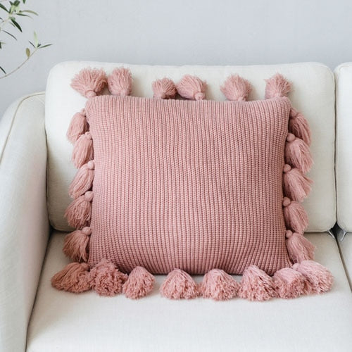 Pillow cover – Soft twill – Boho Nordic design – 18 x 18 in – Cozy home accent