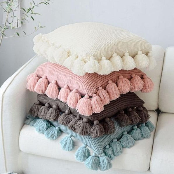 Pillow cover – Soft twill – Boho Nordic design – 18 x 18 in – Cozy home accent