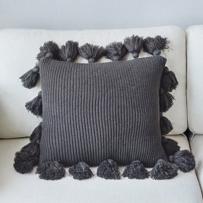 Pillow cover – Soft twill – Boho Nordic design – 18 x 18 in – Cozy home accent