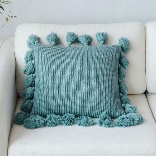 Pillow cover – Soft twill – Boho Nordic design – 18 x 18 in – Cozy home accent
