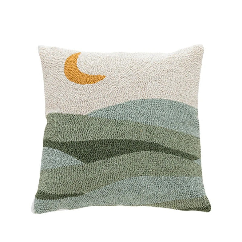 Pillow cover – Soft velvet – Abstract sunset design – 18 x 18 in – Modern home accent