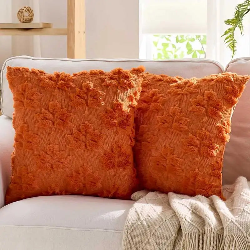 Pillow covers – Cotton blend – Multi-color maple leaf design – Set of 2 – Autumn home decor – 18 x 18 in