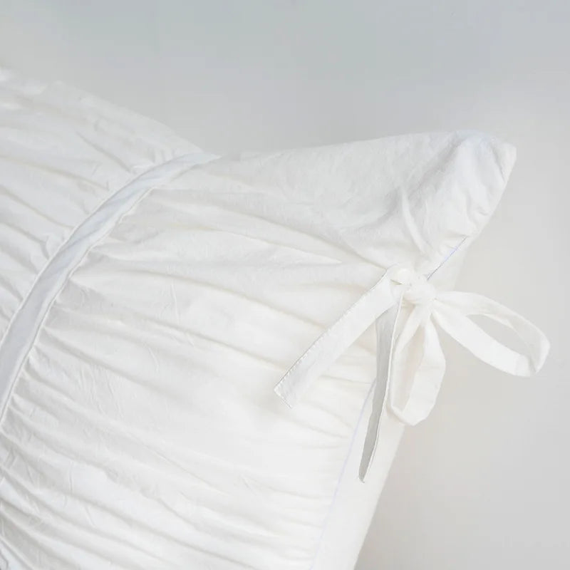 Pillowcase set – Washed cotton – Korean pleated design – Soft and stylish home accent