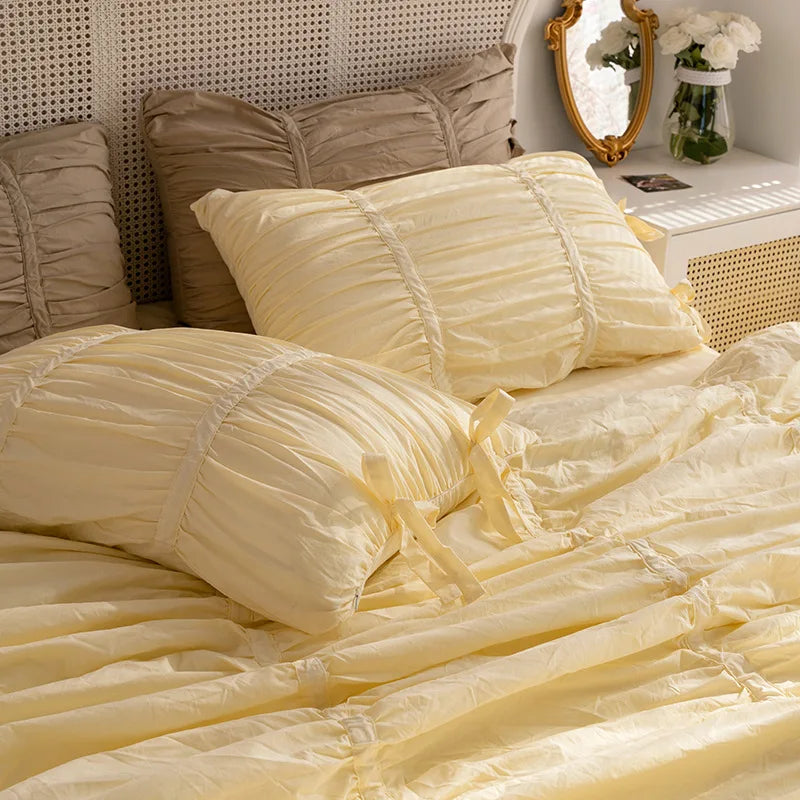 Pillowcase set – Washed cotton – Korean pleated design – Soft and stylish home accent
