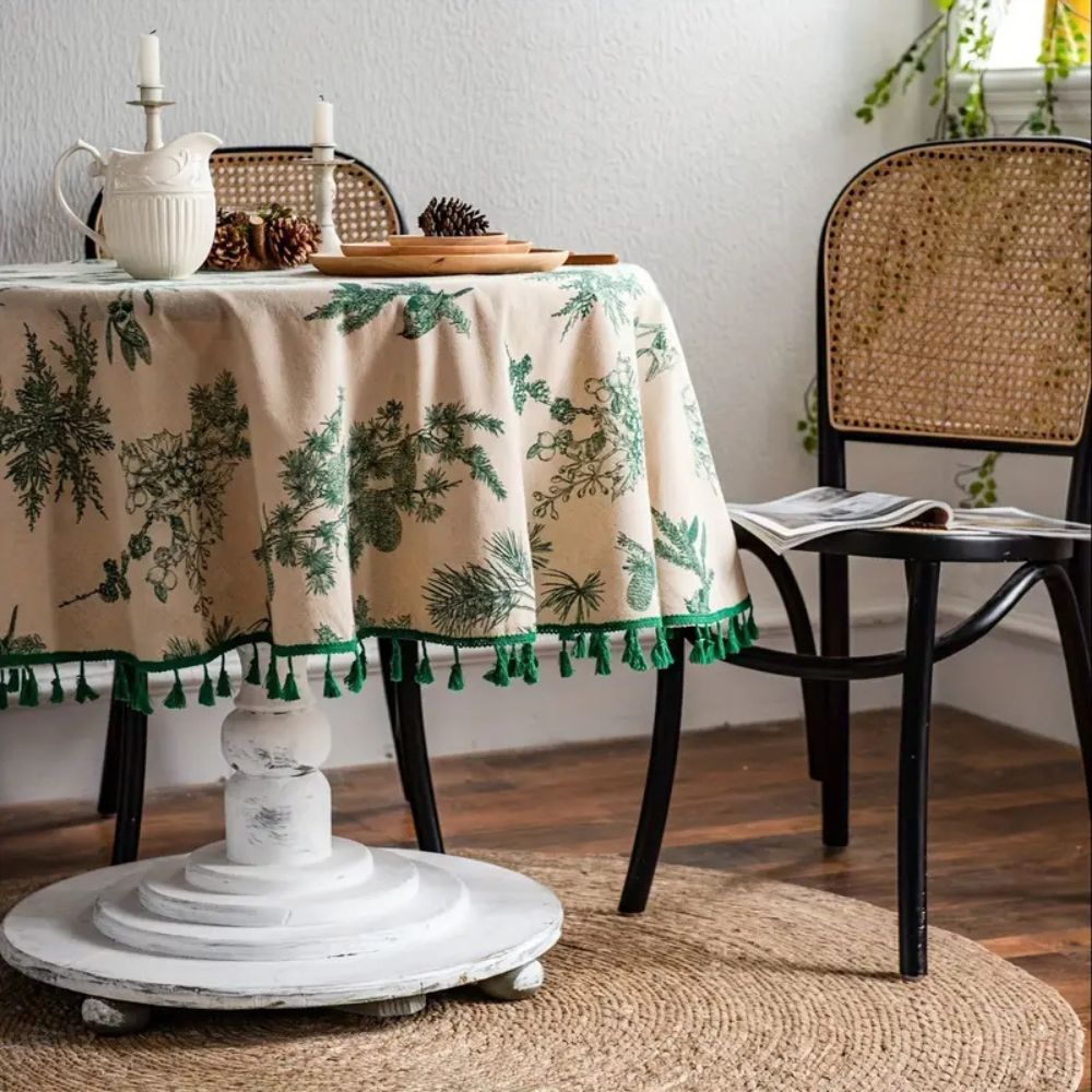 Pine Cone Print Round Tablecloth