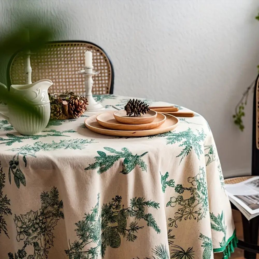 Pine Cone Print Round Tablecloth