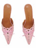 Hollow Pointed High Heels Sandals Closed Toe Half Slippers