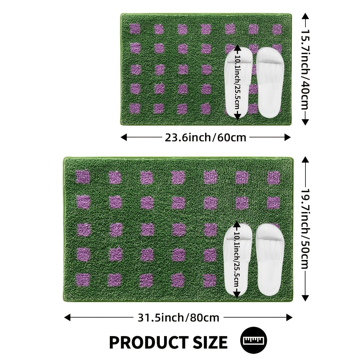 Plaid Non Slip Flocked Bathroom Floor Mat