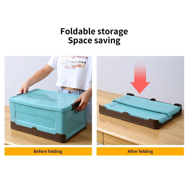 Plastic storage box – Durable PP plastic – Foldable design – Versatile organizer for home and travel – 13.4 x 9.1 x 9.1 in
