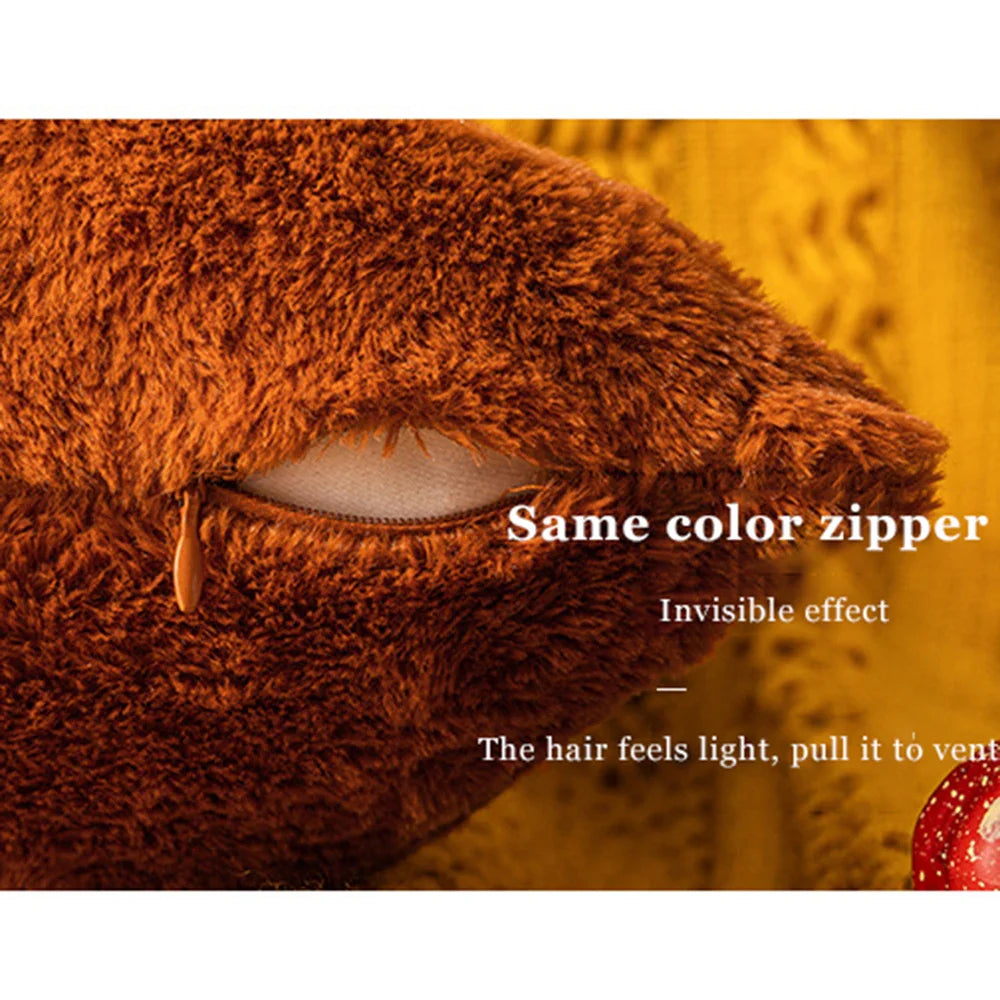 Plush pumpkin pillowcase  – Soft polyester – Halloween home decor