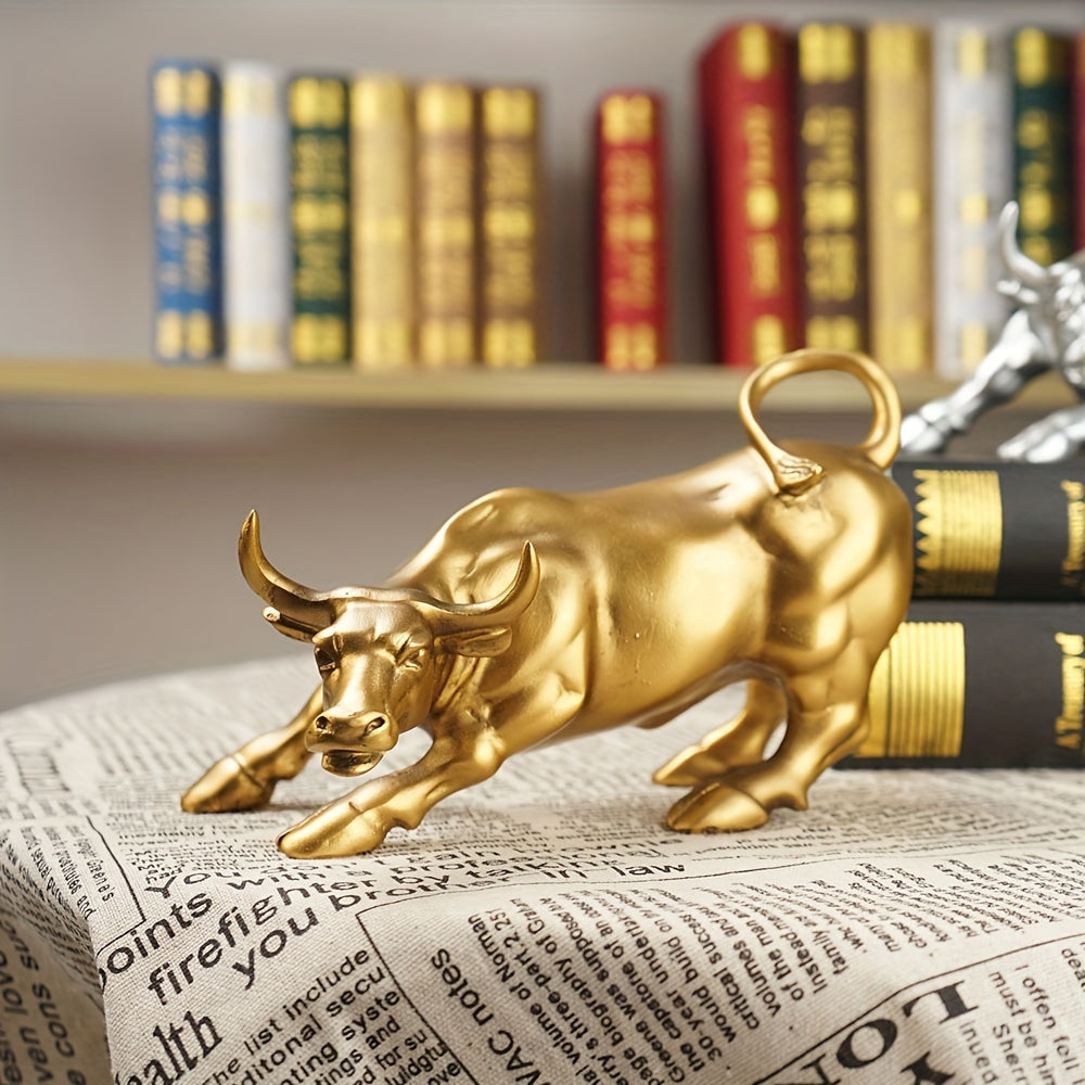 Resin figurine – Golden finish – 7.7 x 5.1 in – Symbol of strength and ambition for home or office décor