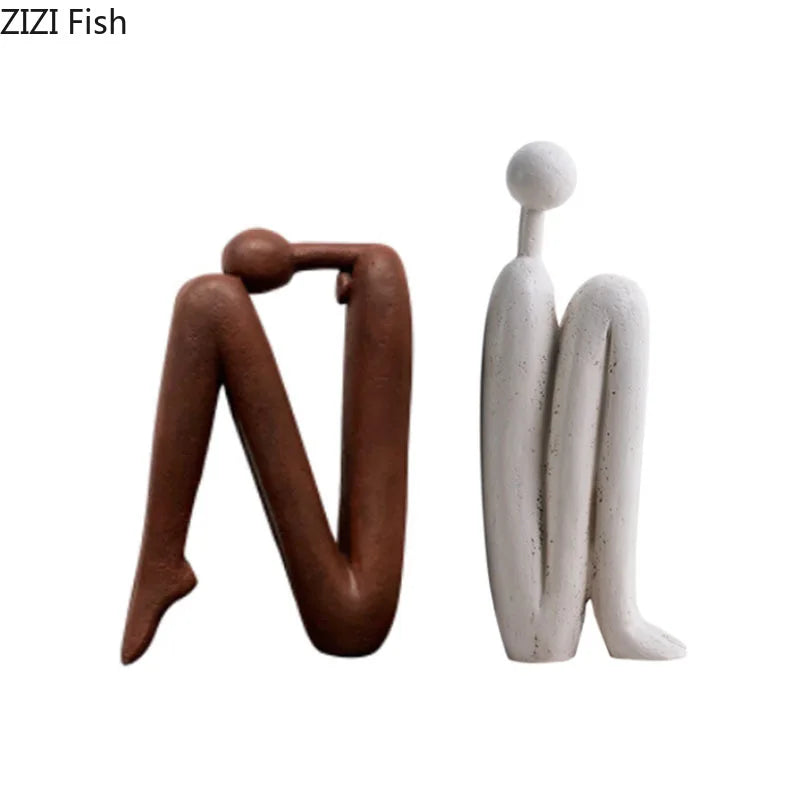 Resin sculpture – Minimalist character design – Neutral tones – Modern desk decoration or gift