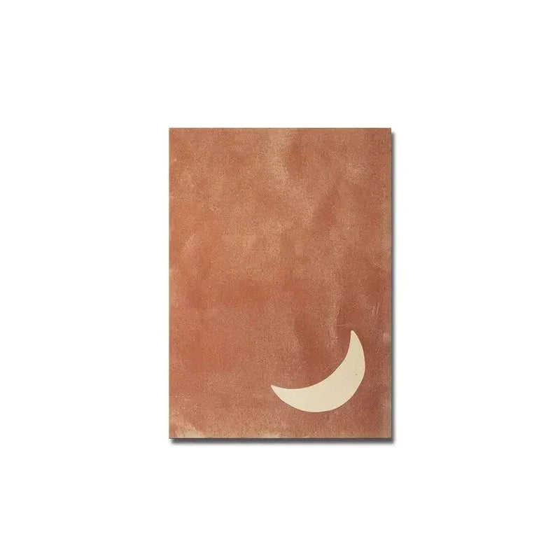 Sun and moon wall art set in green and beige, minimalist canvas prints for modern living room or bedroom decor