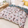 Reversible Cotton Blanket, Floral Design, 60 x 80 Inches, Soft, Machine Washable, Decorative Tassels