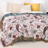 Reversible Cotton Blanket, Floral Design, 60 x 80 Inches, Soft, Machine Washable, Decorative Tassels