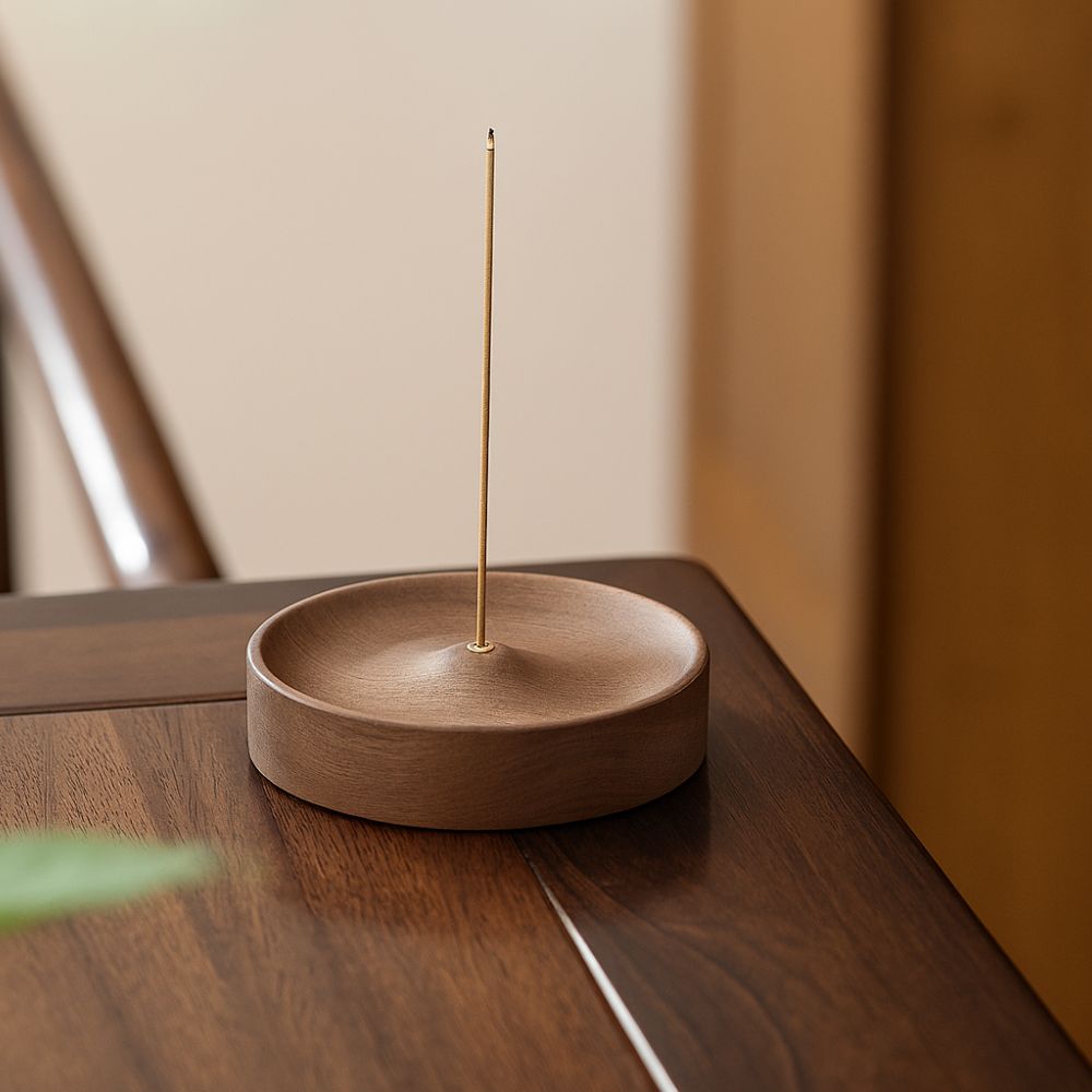 Round Ash Catcher Wood Incense Stick Holder