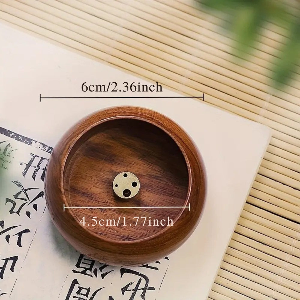 Round Solid Wood Incense Stick Holder