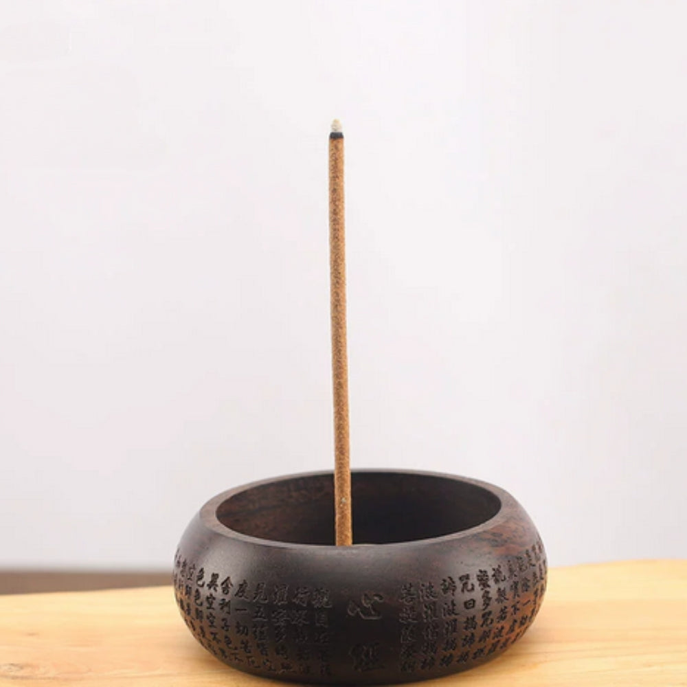 Round Solid Wood Incense Stick Holder