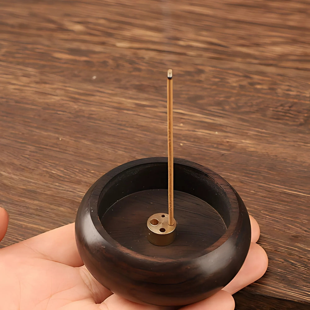 Round Solid Wood Incense Stick Holder