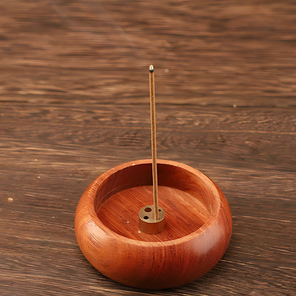 Round Solid Wood Incense Stick Holder