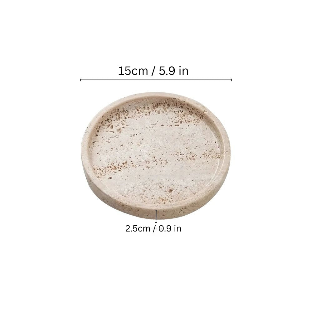 Round Travertine Stone Tray