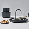 Round Storage Tray with Handle for Home Decor, 7.9 in Diameter, Lightweight, Modern Design, Available in Black, Brown, White