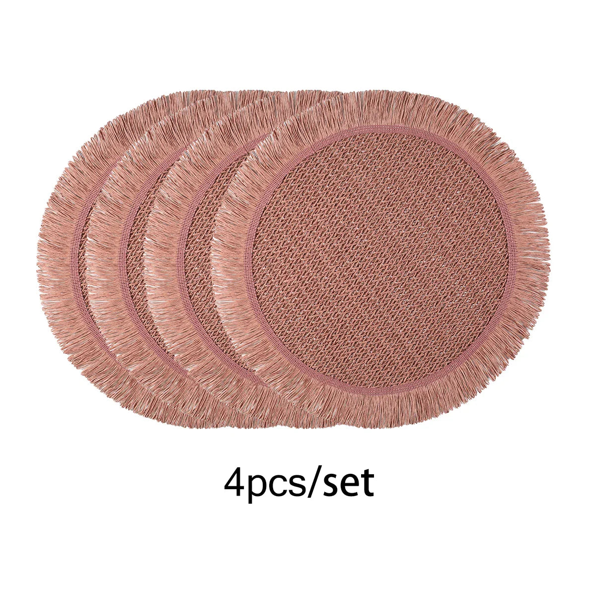 Round Woven Placemats Set of 4 for Bohemian Dining Decor - 15.7 Inch Table Mats