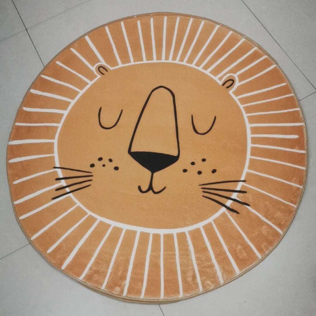 Round area rug – Soft polyester – Lion design – Perfect for playroom