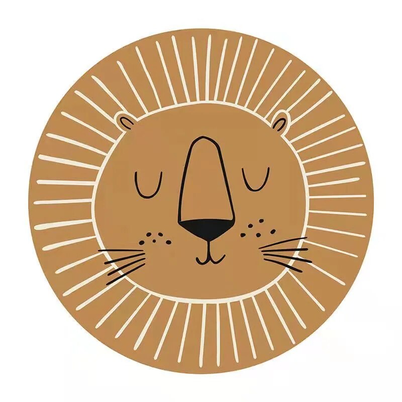 Round area rug – Soft polyester – Lion design – Perfect for playroom
