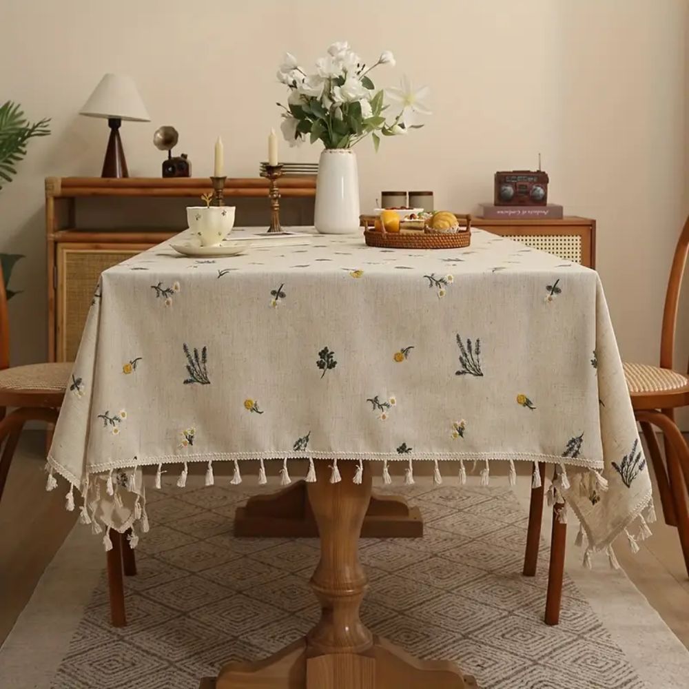 Rustic Bloom Tassel Tablecloth