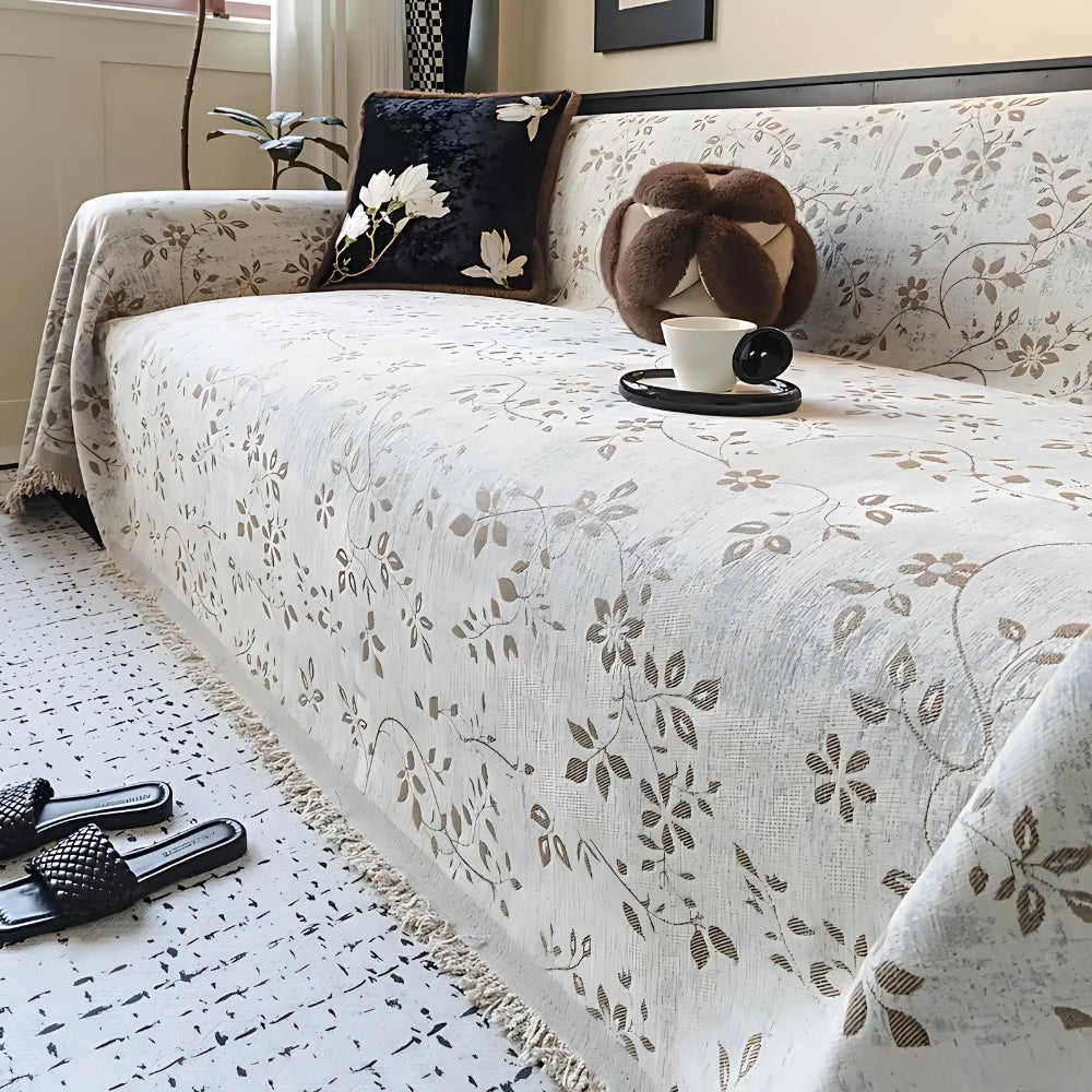 Rustic Blossom Ivory Floral Sofa Cover