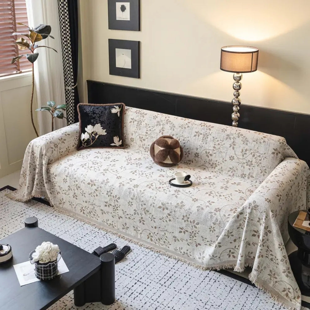 Rustic Blossom Ivory Floral Sofa Cover