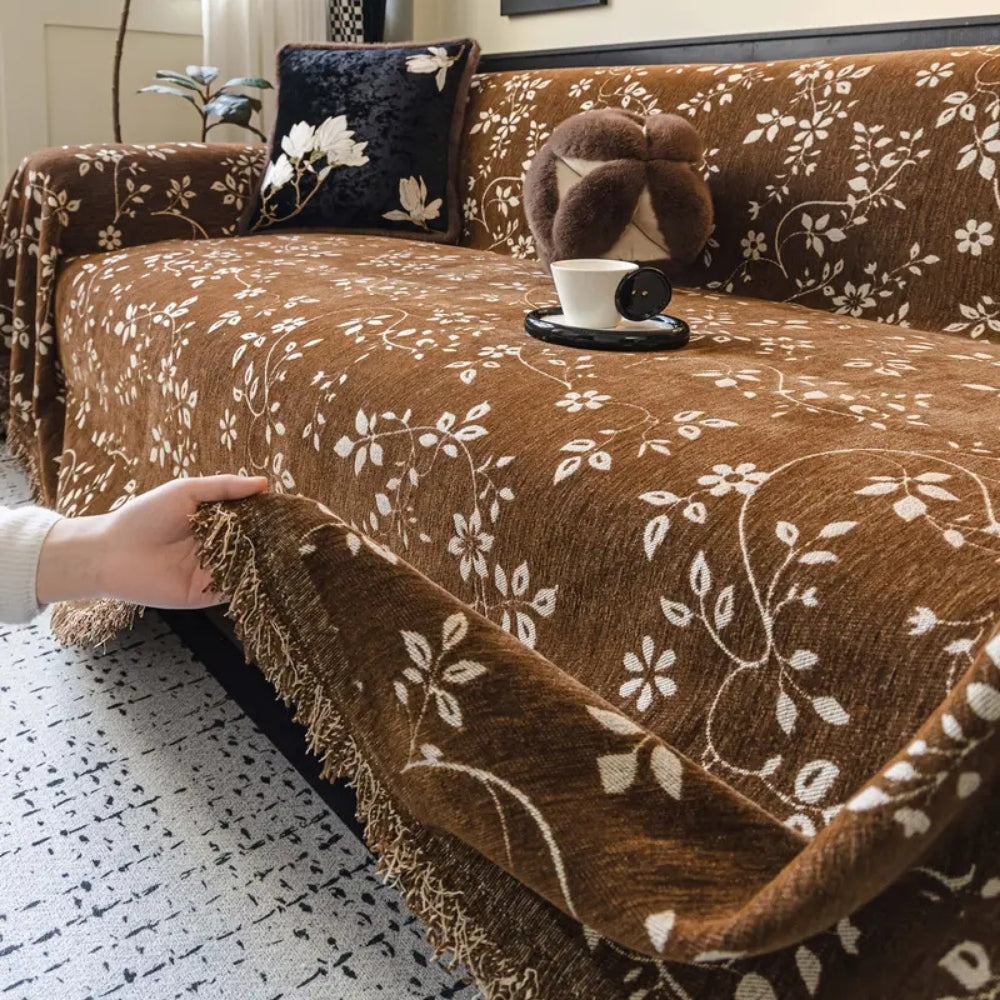 Rustic Blossom Ivory Floral Sofa Cover