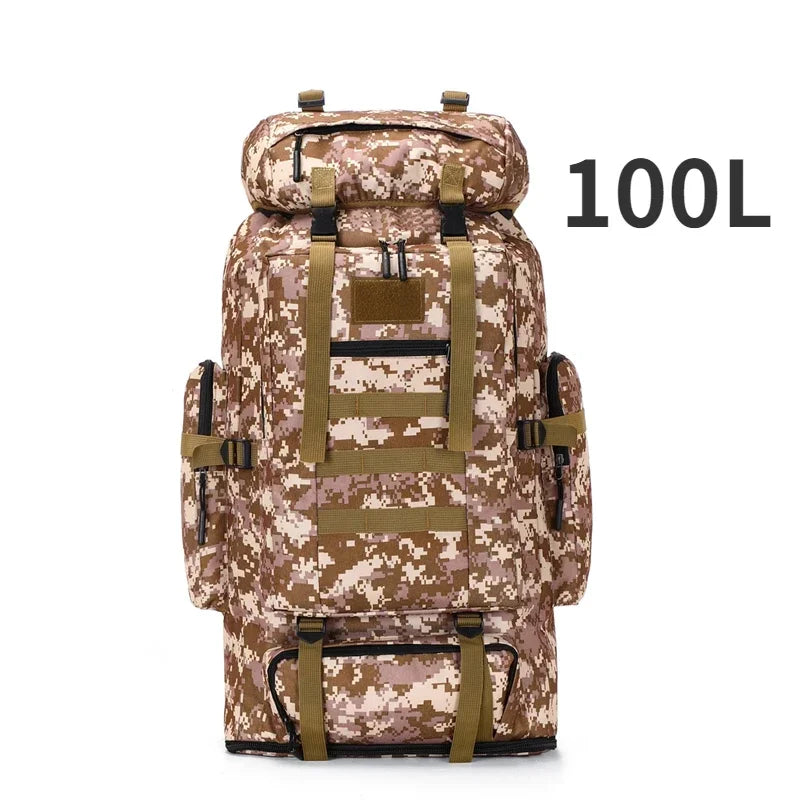 Large Tactical Travel Backpack, Expandable 80L-100L, Waterproof Hiking and Camping Bag